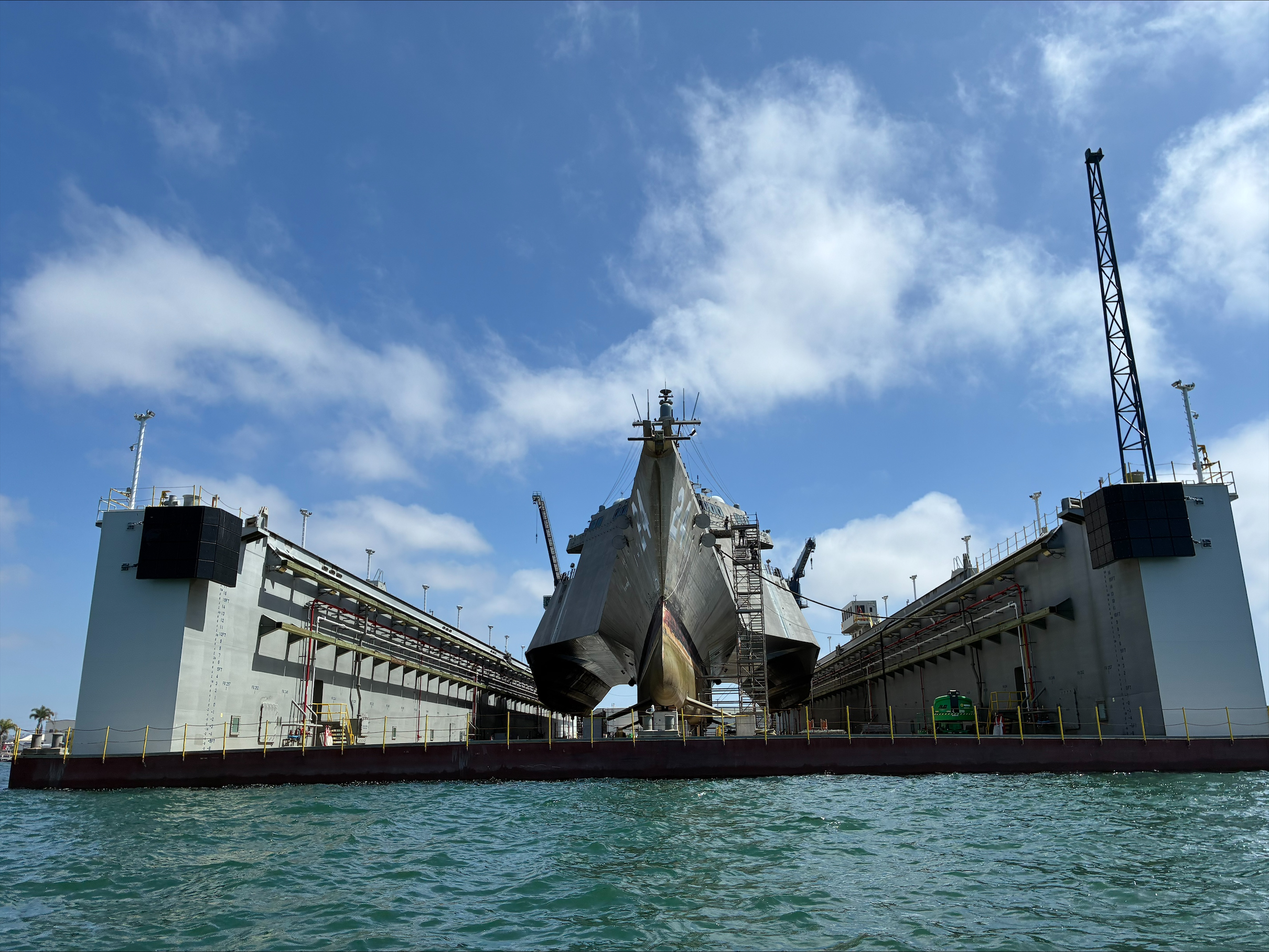 USS Oakland (LCS 24) in Austal USA's Dry Dock Independence for maintenance availability - the first of the dry dock