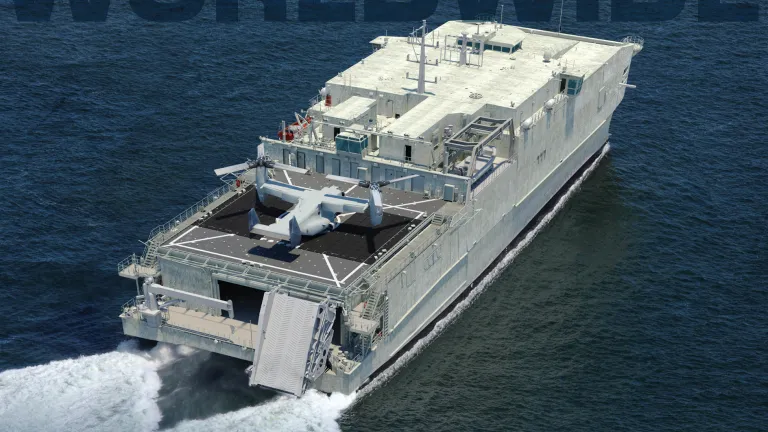 EPF Flight II ship cruising at speed on surface of ocean