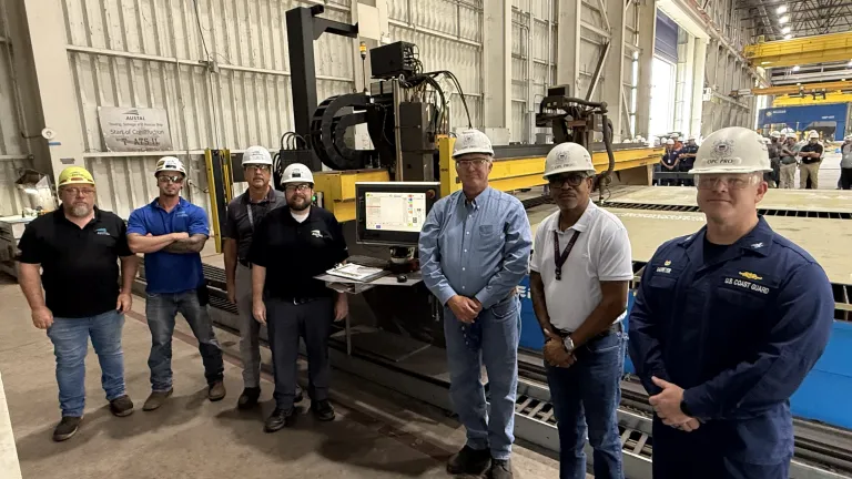 Austal USA and USCG representatives join to commemorate start of construction on Offshore Patrol Cutter USCGC Ingham
