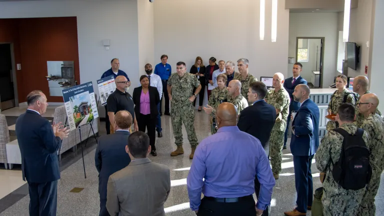 Austal USA welcomed Admiral James Kilby, Vice Chief of Naval Operations, at the Navy’s Additive Manufacturing Center of Excellence (AMCoE) in Danville, Va., on October 15. 